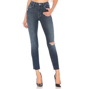 Mother Jeans 24 Blue High Waist Looker Ankle Fray Distressed Closer to‎ The Edge